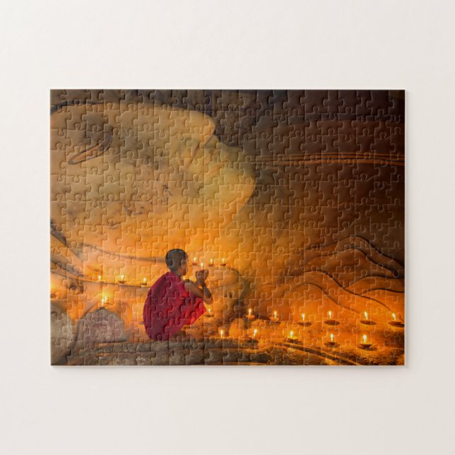 Puzzle Monje rezando junto a un Buda (Horizontal)