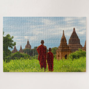 Puzzle Monjes con Templos Antiguos