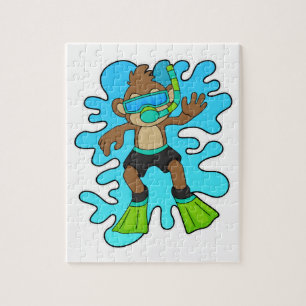 Puzzle Mono como buceador con Snorkel