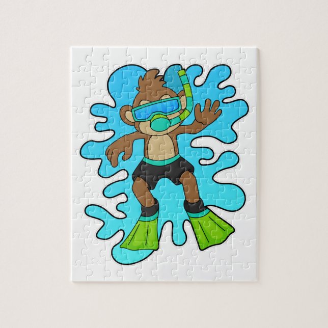 Puzzle Mono como buceador con Snorkel (Vertical)