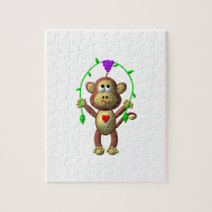 Puzzle Mono con aspecto lindo en 3D con una cuerda de sal