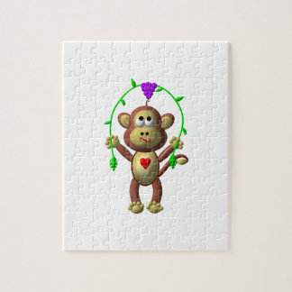 Puzzle Mono con aspecto lindo en 3D con una cuerda de sal
