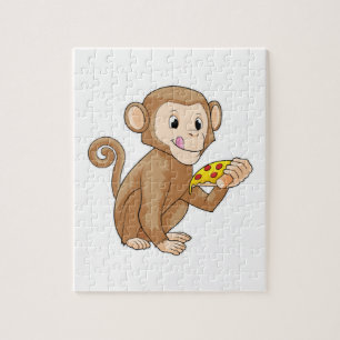 Puzzle Mono con pedazo de pizza