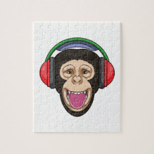 Puzzle Mono en música con auriculares