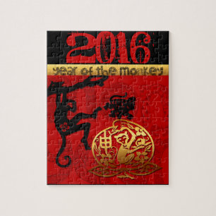 Puzzle Mono lindo Año personalizado chino Zodiac Cumpleañ
