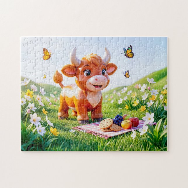 Puzzle Mono taurino 3D lindo para picnic (Horizontal)