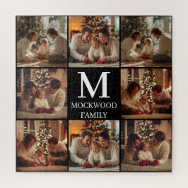 Puzzle Monogram Script Multi Photo Family Gift