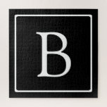 Puzzle Monograma clásico simple | Texto negro con blanco<br><div class="desc">Mínimo y elegante.</div>