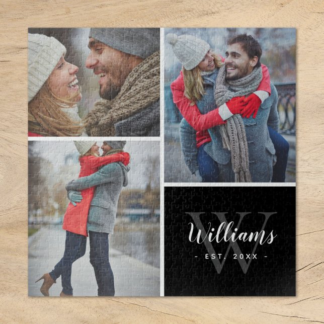 Puzzle Monograma Collage de fotos y Personalizado | Negro (Subido por el creador)