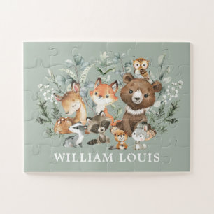 Puzzle Monograma de animales de bosque verde de sabores c