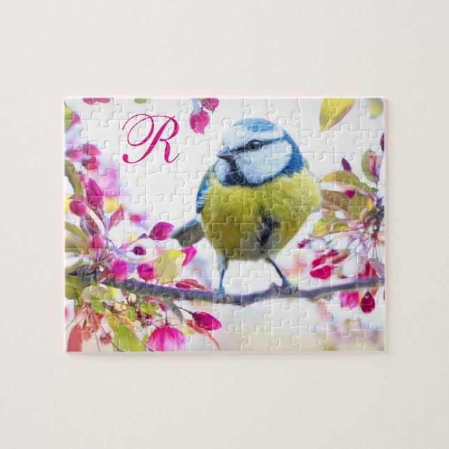 Puzzle Monograma de aves y flores (Horizontal)