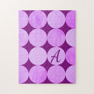 Puzzle Monograma de círculos violetas, magenta púrpura y