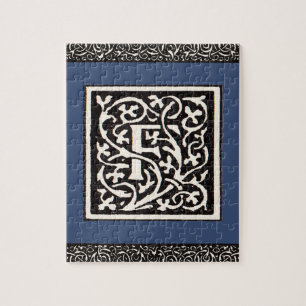 Puzzle Monograma de cosecha de vintage F Letra Art Nouvea