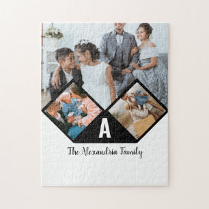 Puzzle Monograma de la familia personalizada de 3 collage