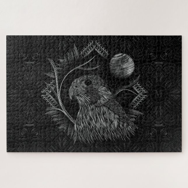 Puzzle Monograma de la luna llena del halcón (Horizontal)
