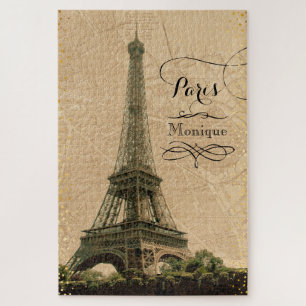 Puzzle Monograma de la Torre Eiffel Paris Vintage