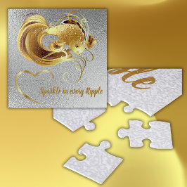 Puzzle Monograma de pez dorado sobre Relieve metalizado p