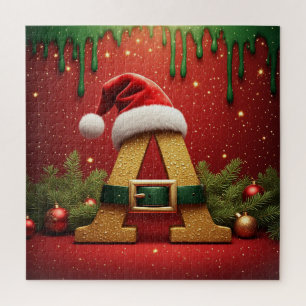 Puzzle Monograma de Santa A Para Regalos de Navidad