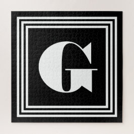 Puzzle Monograma de trama negrita 3 | Blanco y negro