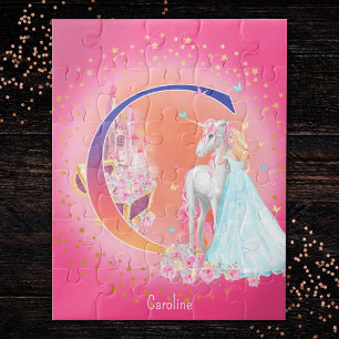 Puzzle Monograma de Unicornio y Princesa con letra de cas