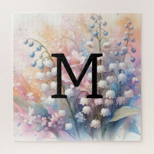 Puzzle Monograma del valle con acuarela floral