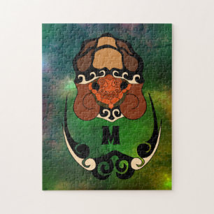 Puzzle Monograma divertido de escalado de tortuga