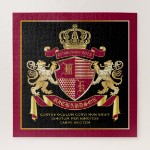 Puzzle Monograma escudo de armas rojo León de oro blando