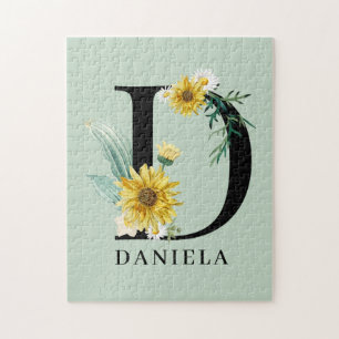 Puzzle Monograma floral Alphabet D personalizado