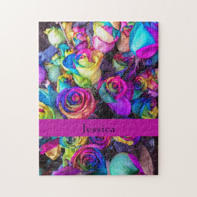Puzzle Monograma floral colorido Bonito duro difícil (Vertical)