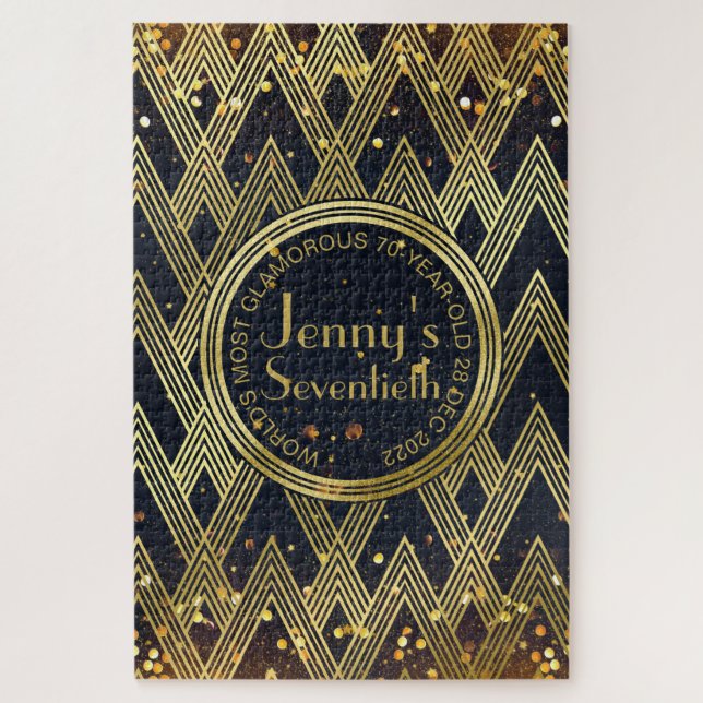 Puzzle Monograma geométrico del modelo del purpurina de (Vertical)