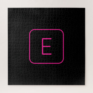 Puzzle Monograma Inicial de Estilo Moderno Rosa y Negro