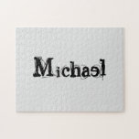 Puzzle Monograma minimalista moderno con nombre gris negr<br><div class="desc">Monograma moderno minimalista llamado gris negro. Nombre personalizado personalizable en negro sobre un color gris.</div>