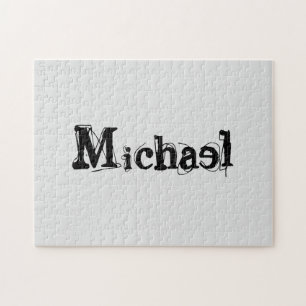 Puzzle Monograma minimalista moderno con nombre gris negr