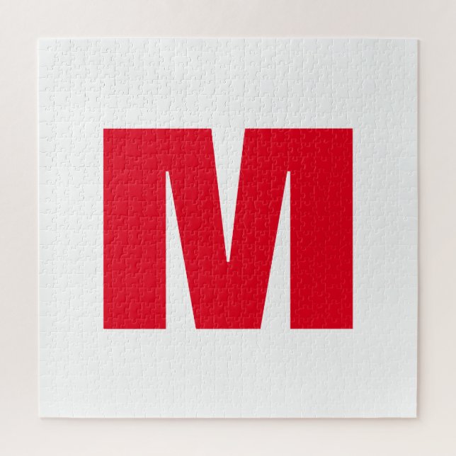 Puzzle Monograma Minimalista moderno rojo blanco (Vertical)