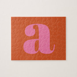 Puzzle Monograma moderno Letra inicial rosa y Naranja