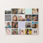 Puzzle Monograma moderno para tu familia 16 fotocollage<br><div class="desc">Monograma moderno rompecabezas de la cuadrícula de 16 fotos de tu familia.</div>