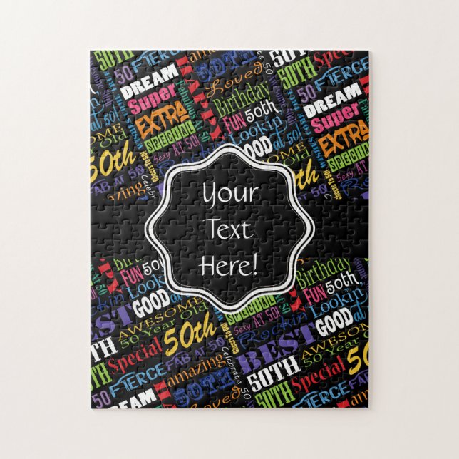 Puzzle Monograma personalizado de fiesta de cumpleaños nú (Vertical)