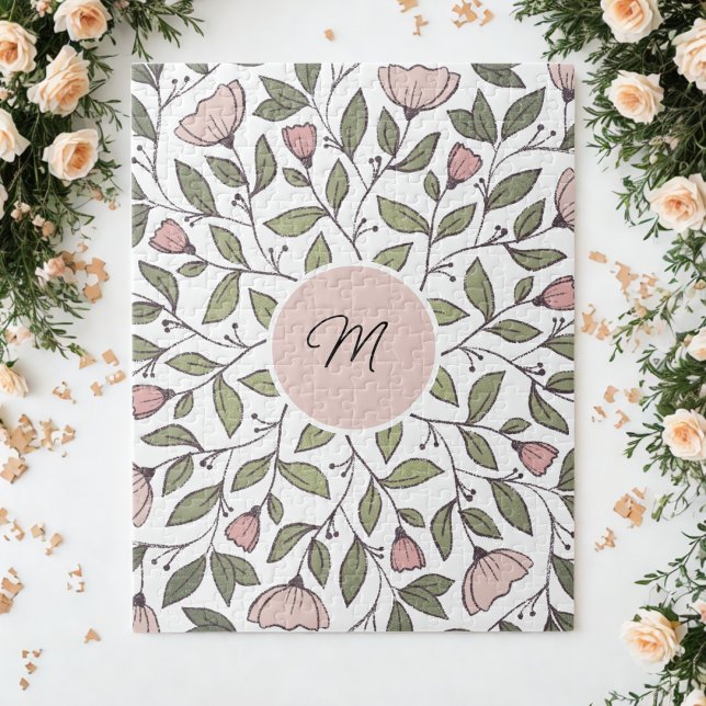 Puzzle Monograma personalizado floral delicado (Subido por el creador)