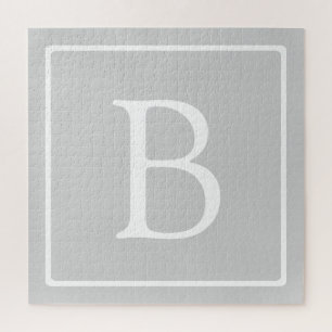 Puzzle Monograma Simple Gris Claro