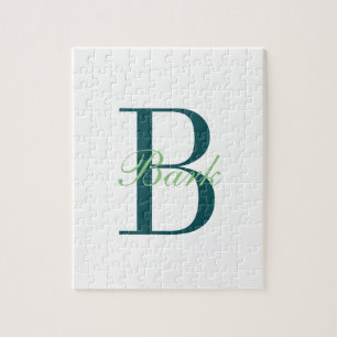 Puzzle Monograma verde y blanco elegante