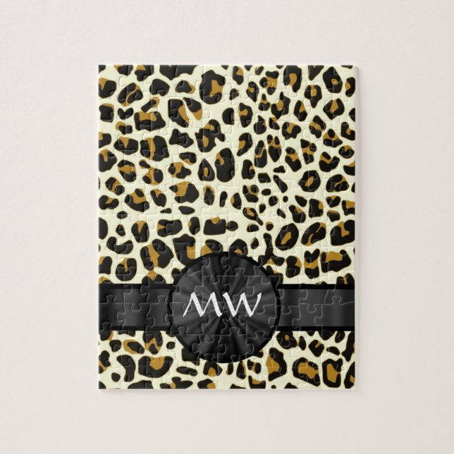 Puzzle Monograma y estampado leopardo (Vertical)