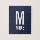 Puzzle Monograma y nombre personalizados modernos<br><div class="desc">Moderno diseño monograma negro y blanco negrita con monograma personalizado y nombre en negrita moderno estilo de letra sans serif. Perfecto como accesorios modernos de loft/decoración minimalista para el hogar,  regalo para el hogar,  regalo para la reunión familiar y regalo para cualquier ocasión especial.</div>