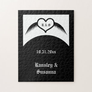 Puzzle Monogramado Boda gótico Personalizado del corazón 