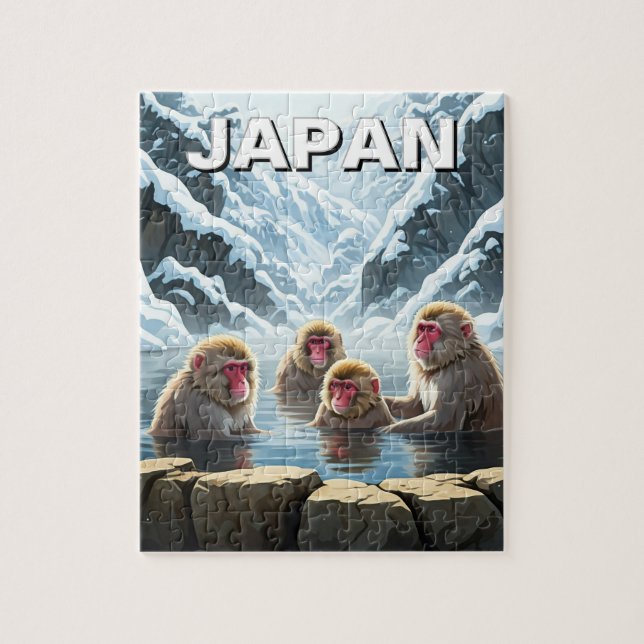 Puzzle Monos de nieve en el parque Jigokudani (Vertical)