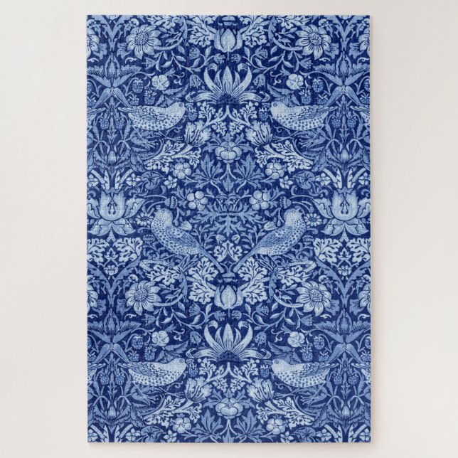 Puzzle Monotona azul de fresa, William Morris (Vertical)