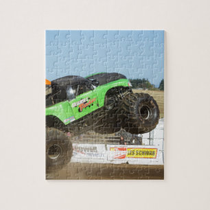 Puzzle Monster truck verde en la acción