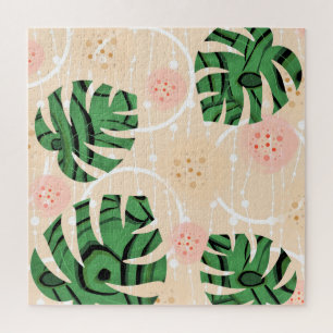 Puzzle Monstera deja en rosa.