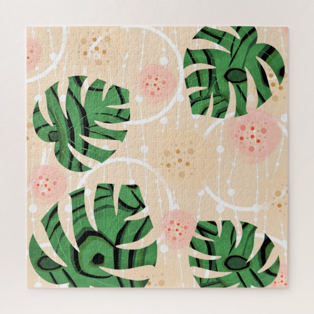 Puzzle Monstera deja en rosa. (Vertical)