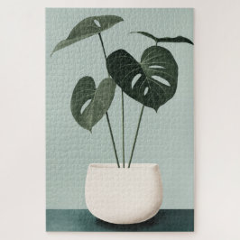 Puzzle Monstera en una olla blanca