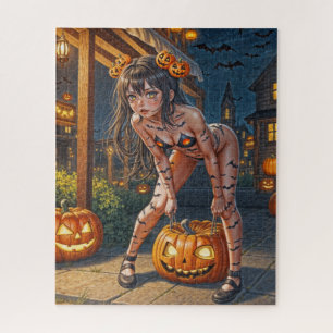 Puzzle Monstruo de Halloween Jack-o-Lantern y Chica de Ba